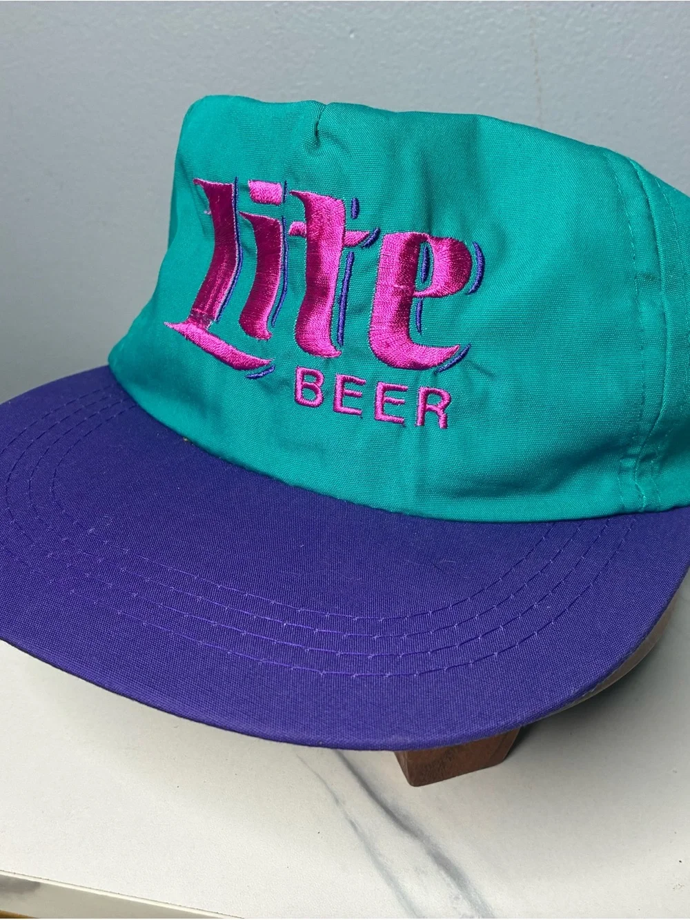 Embroidered Green & Purple Snapback Hat
